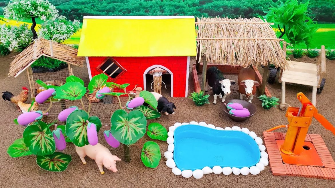 DIY making mini Farm Diorama with House for Cows, Pig – Mini Hand Pumb Supply Water for Garden DIY making mini Farm Diorama with House for Cows, Pig - Mini Hand Pumb Supply Water for Garden