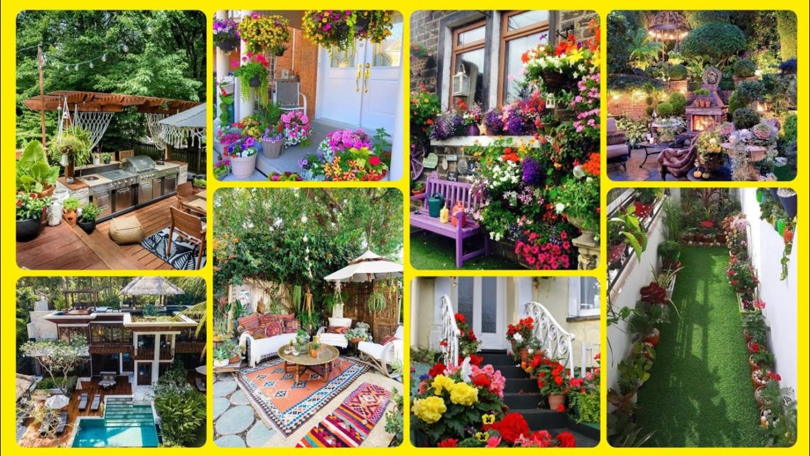 Latest patio garden decoration ideas with artificial grass and plants