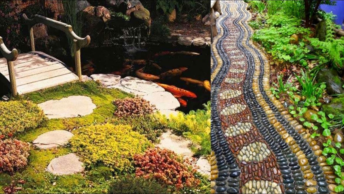 60 Path Garden Creative Ideas 2022 - Stone and rock Beautiful Design Part.35