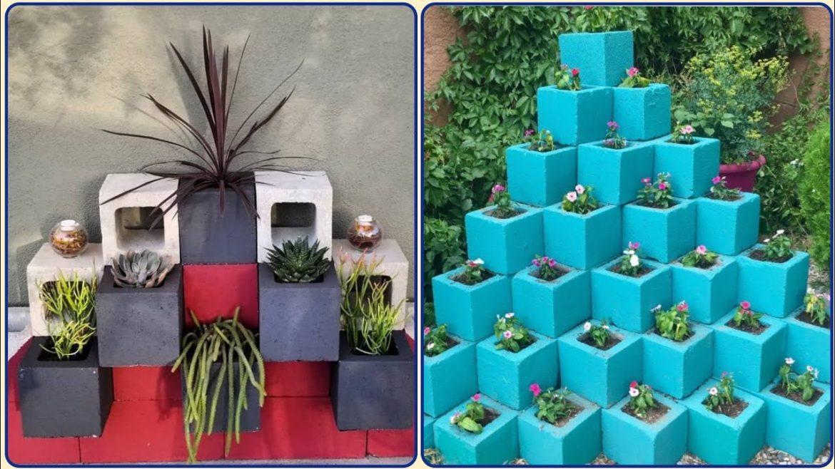Unique Cinder Block Planter - Interior Landscaping Garden Design Ideas