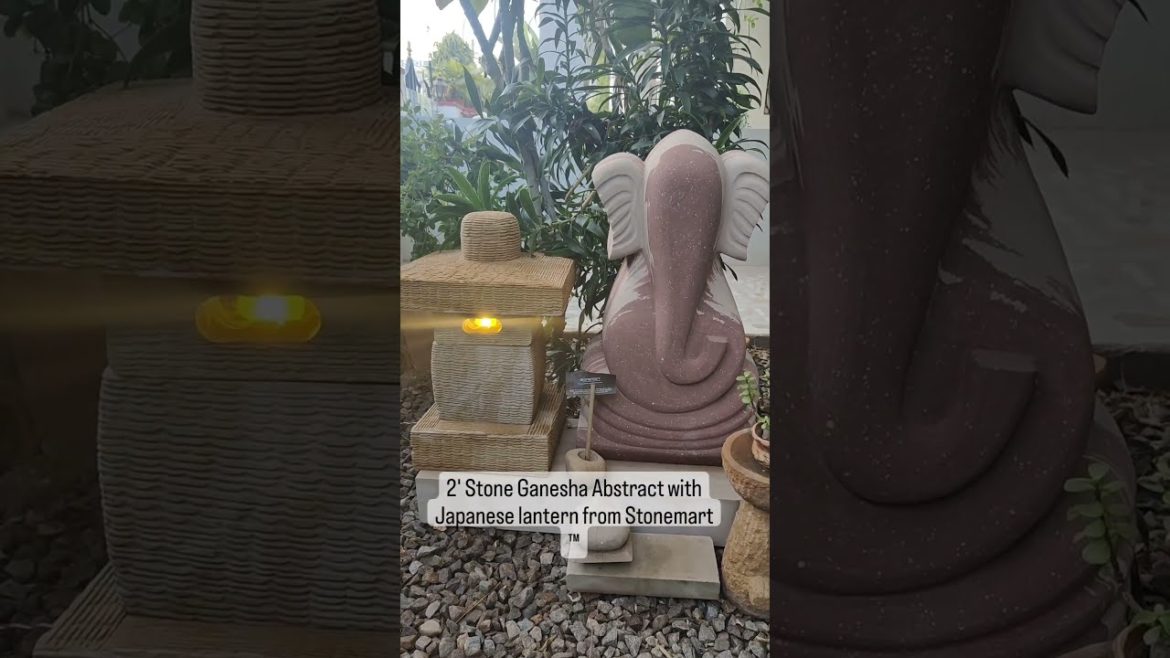 HANDCARVED 2 FEET STONE MODERN ABSTRACT GANESHA STATUE WITH JAPANESE LANTERN FROM STONEMART™ #shorts