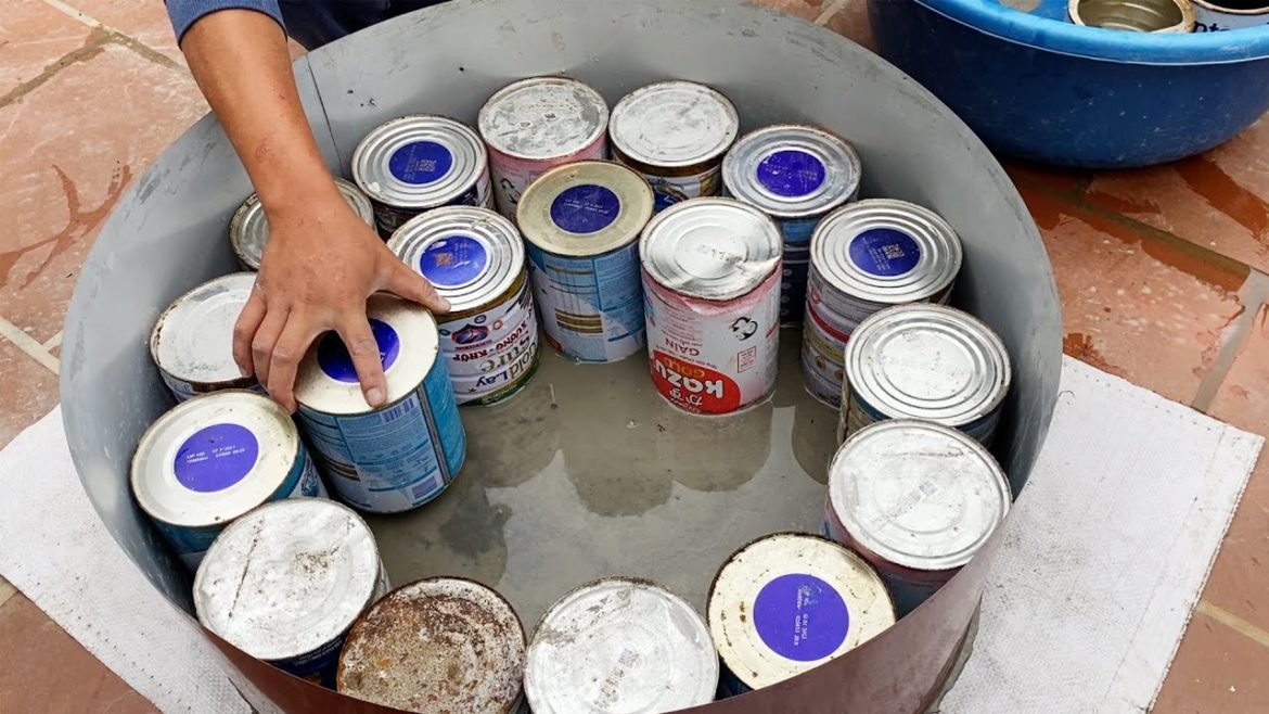 DIY iron can ideas / build a garden from iron cans and cement / DIY coffee table at home