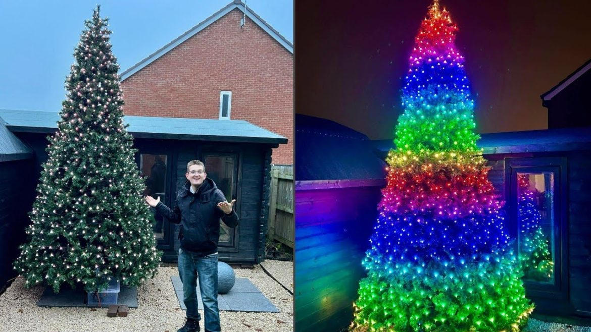 Putting Up Our HUGE Animated Christmas Tree In The Garden!