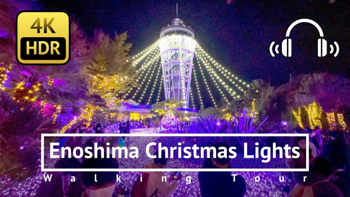 Enoshima Christmas Lights Walking Tour - Kanagawa Japan [4K/HDR/Binaural]