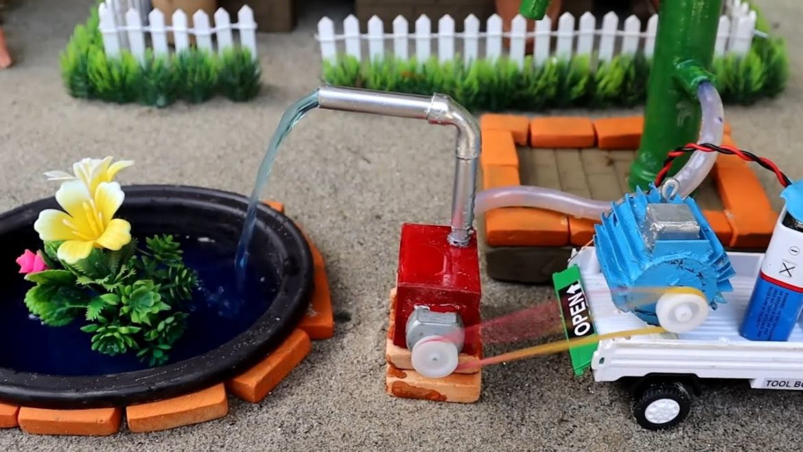 DIY making mini Farm Diorama with House for Cow - shed - Mini Hand Pump Supply Water for Animal!