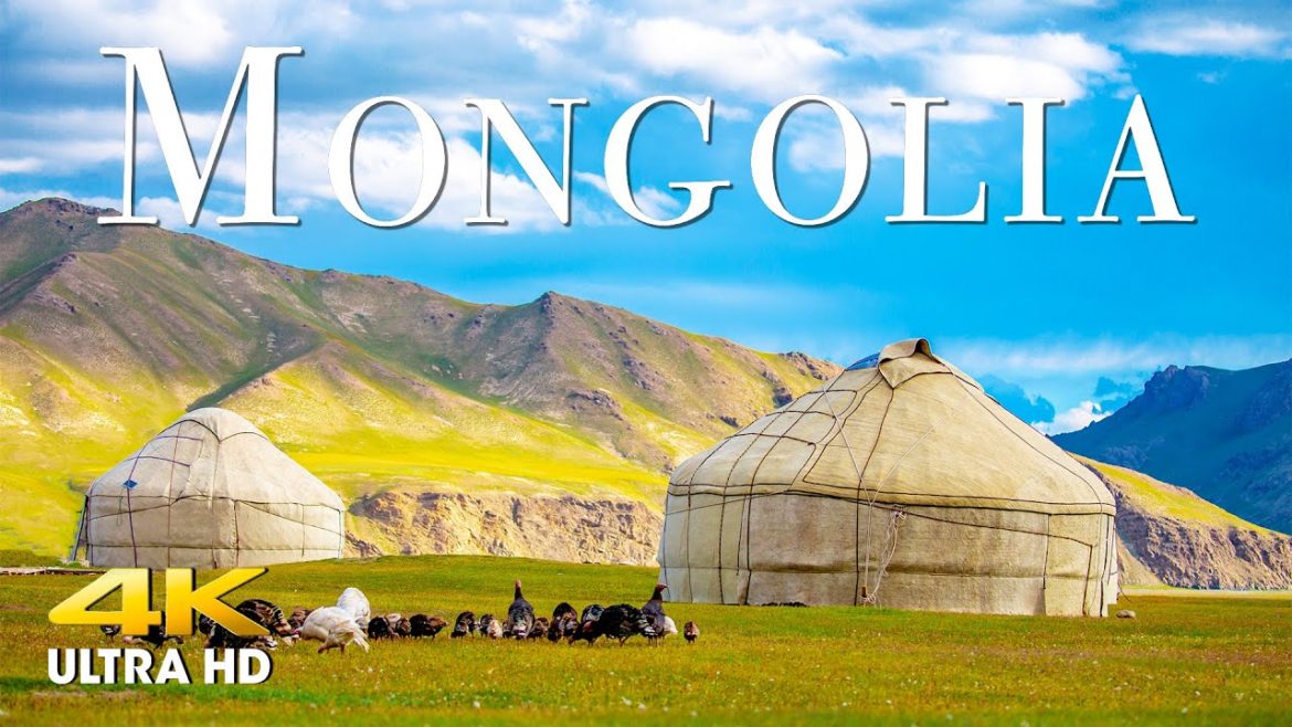 FLYING OVER MONGOLIA (4K UHD) - Calming Music With Wonderful Natural Landscape For Relaxation On TV