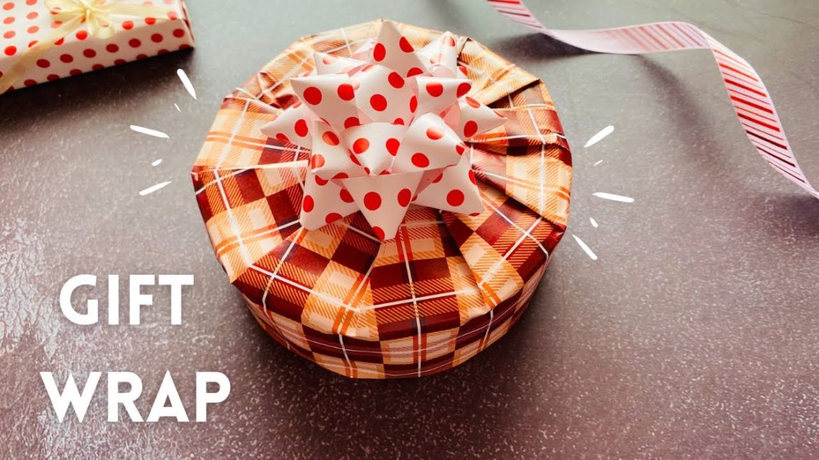 Easy Round Gift Packing | How to Wrap a Round Box | Round Gift Wrapping #giftwrap