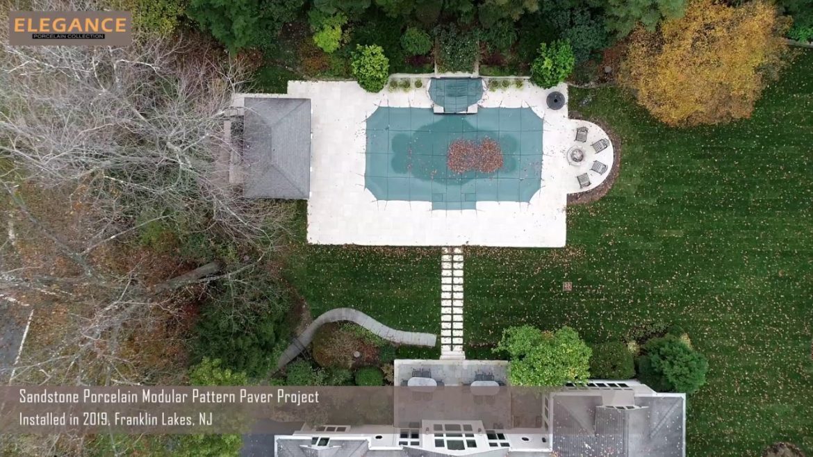 Sandstone Porcelain Modular Pattern Project  - Backyard Makeover, Landscaping Ideas, Pool Coping
