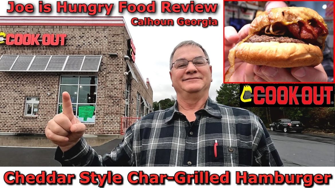 CookOut® Cheddar Style Homemade Char-Grilled Hamburger Review | Huge | Joe is Hungry New 🍔🍔🍔