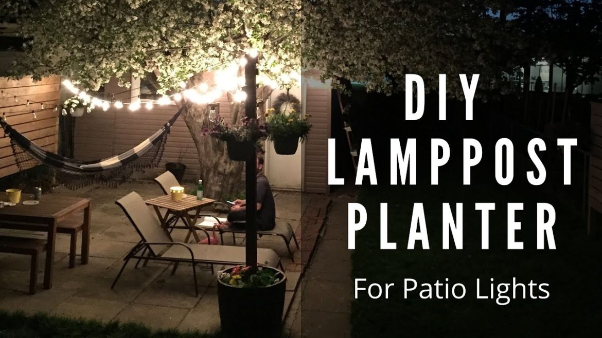 DIY Lamp Post Planter for String Lights | Renter Friendly Garden Design DIY Lamp Post Planter for String Lights | Renter Friendly Garden Design