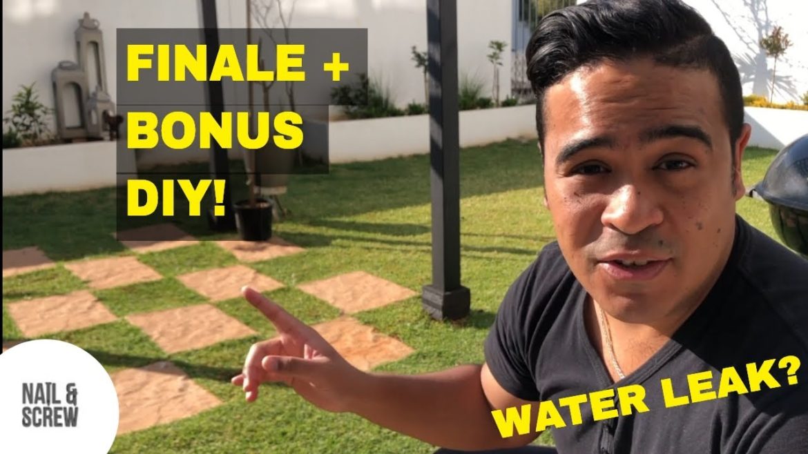 NEW GARDEN DESIGN w/ RAISED PLANTER BEDS: PART 5: Water Leak + Stepping Stone + BONUS DIY