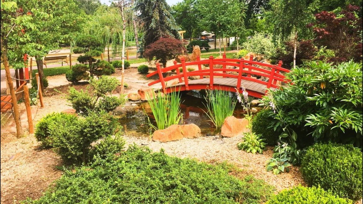 Japan Style Garden with Bridge and 2 Fountain Creative Design Idea 2019