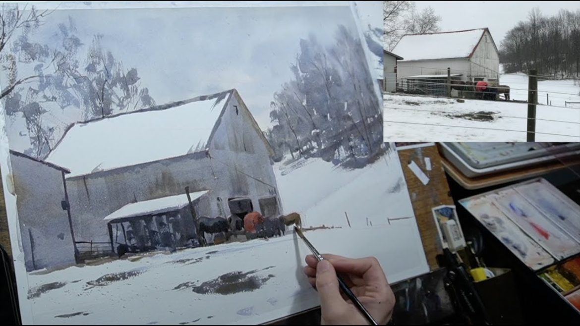 Seasonal Watercolor Full Demo Example: Snow Scene Seasonal Watercolor Full Demo Example: Snow Scene