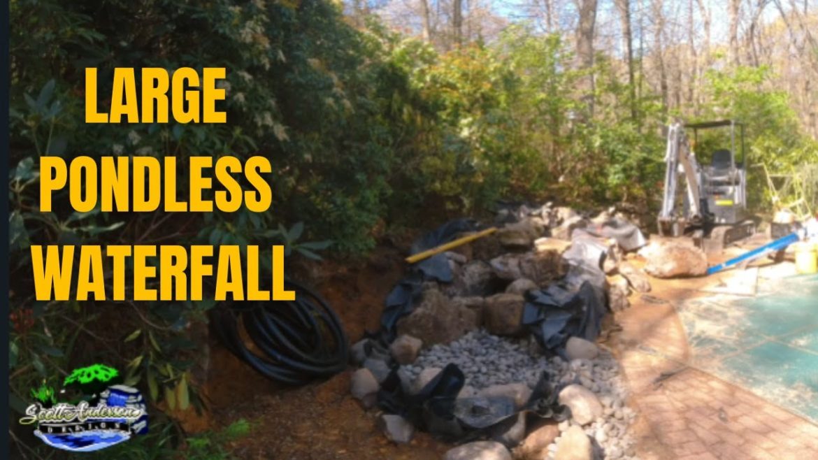 Building a Large Pondless Waterfall on the Patio Edging
