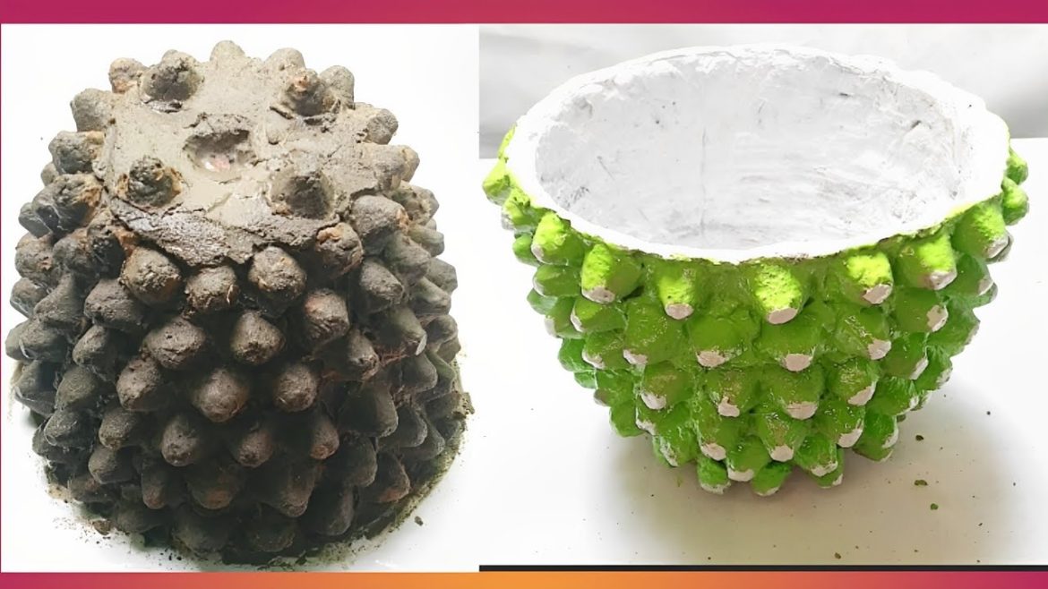 Unique Idea | Tray Of Egg To Make Cement Pot Flower For Home Garden | Beautiful Tips / DIY