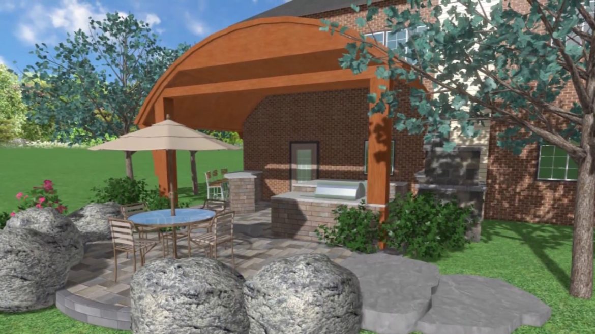 Backyard Landscaping – Patio Pavilion – Outdoor Kitchen – Pizza Oven – Bar – Dining Area Backyard Landscaping - Patio Pavilion - Outdoor Kitchen - Pizza Oven - Bar - Dining Area