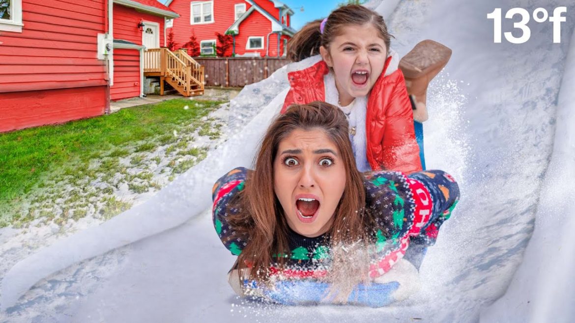 I Turned our Backyard into a Snow Park!