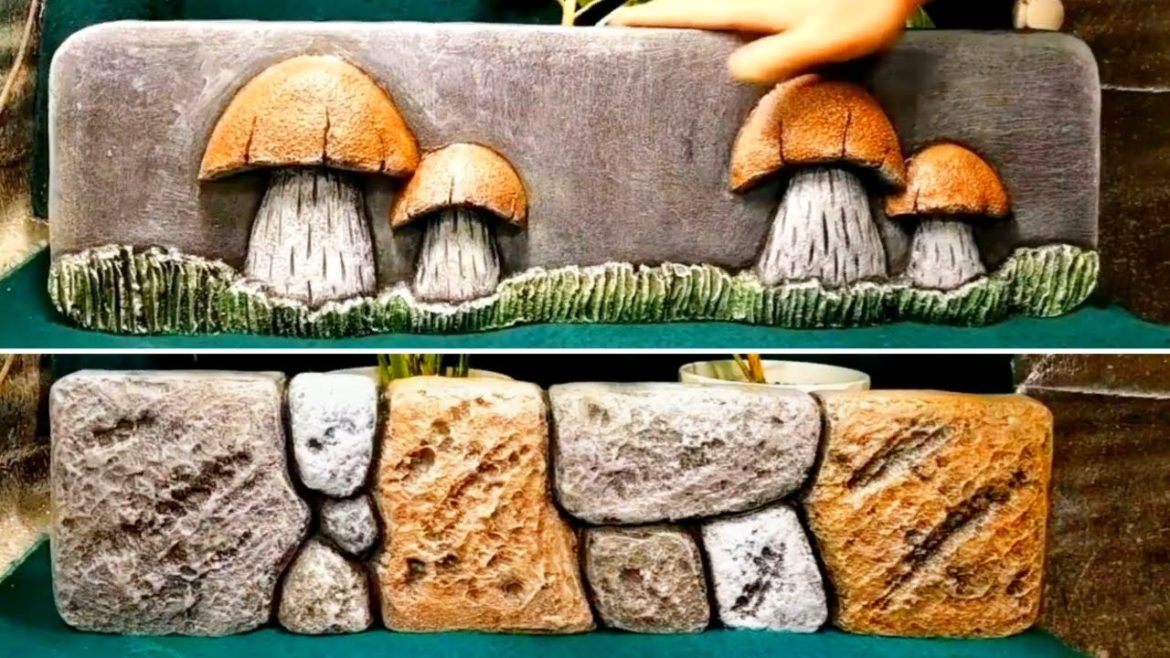 Three ideas for creating beautiful flower bed decor. The original fence made of cement. #diy