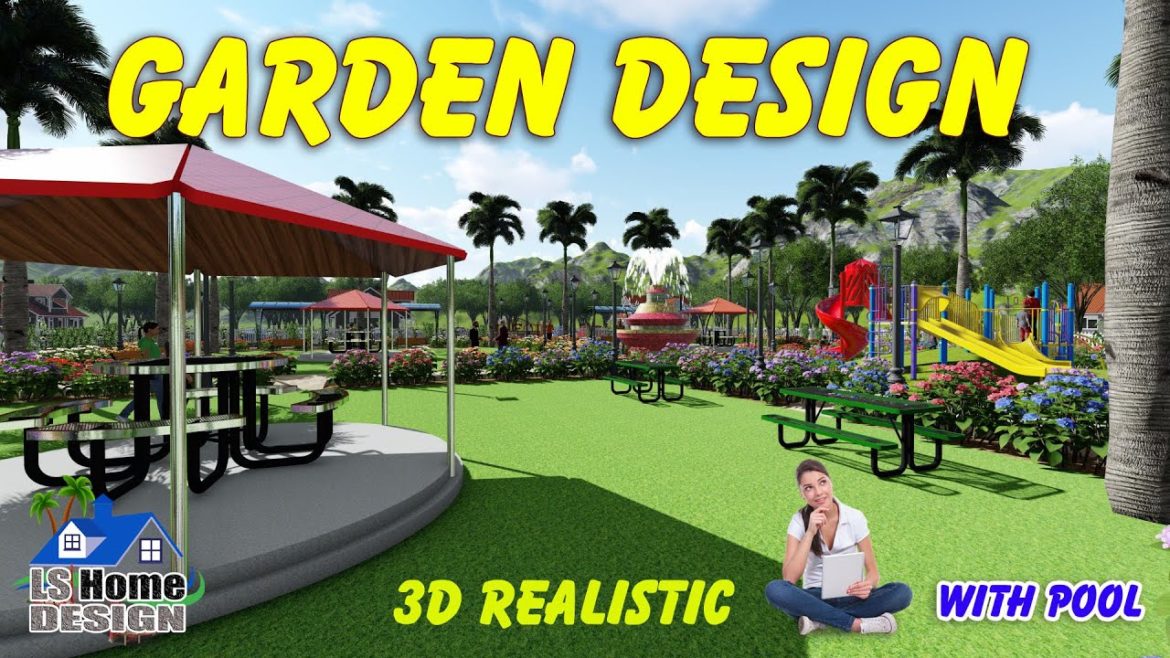 Garden Design 3D realistic || Green Park landscape design || beautiful garden with plants