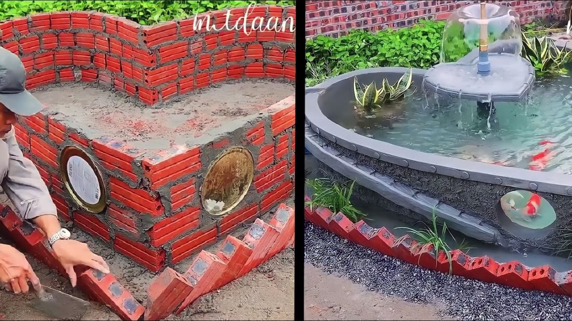 Garden Designs   Creative Heart Aquarium with Cement and Brick