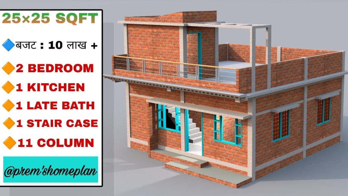 awesome house design, 25 by 25 beautiful Indian style complete house plan, two bedrooms home plan