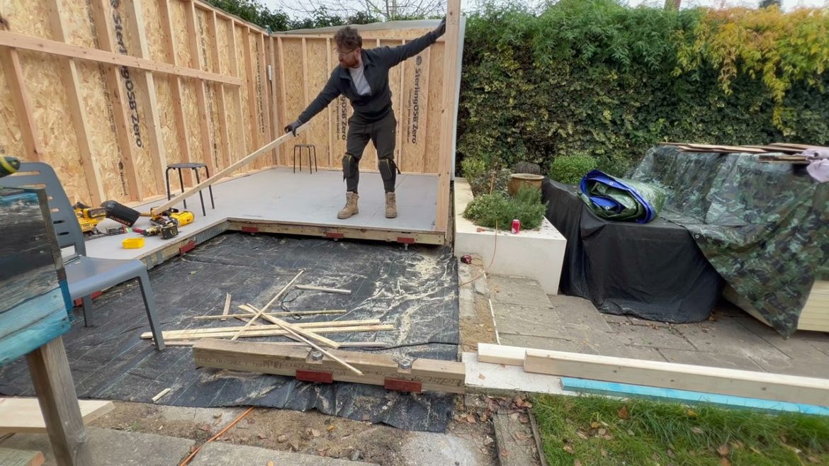 DIY Solo Garden Office Build, Part 10 - Front wall window openings