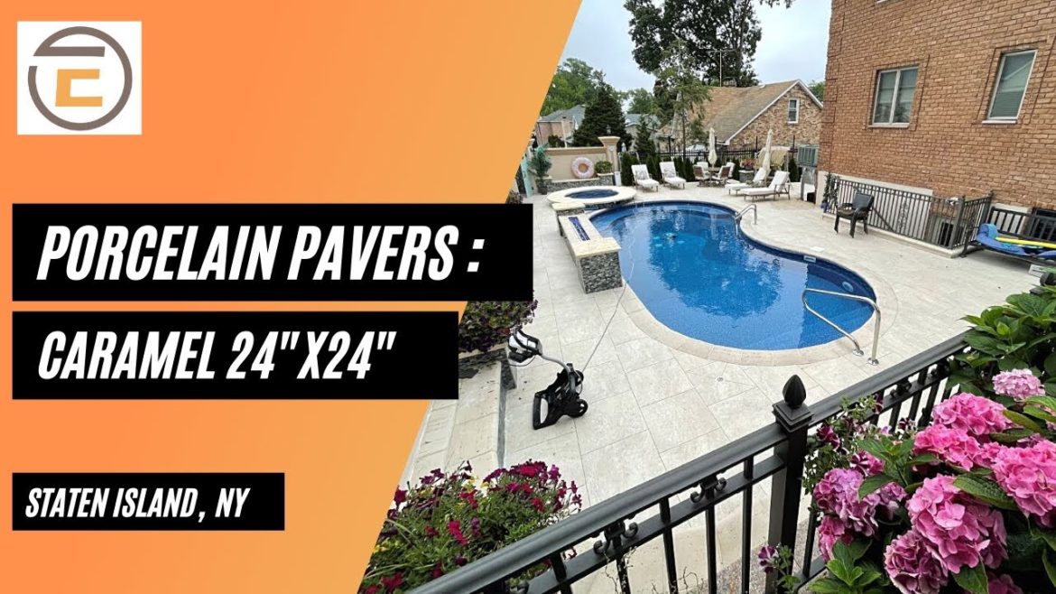 Caramel Porcelain Pavers in Staten Island, NY Backyard, Makeover, Landscaping Ideas