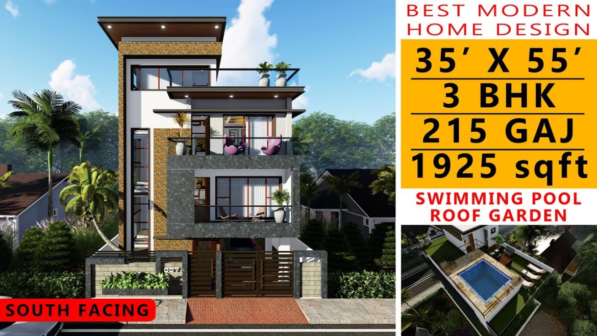 35' x 55' FEET HOUSE PLAN | 3BHK BUNGALOW  | 215 GAJ | 1925 SQUARE FEET HOUSE PLAN | DUPLEX DESIGN
