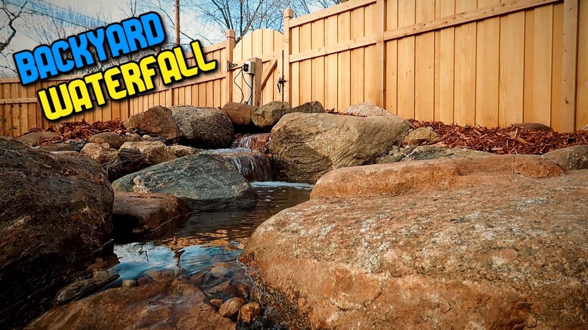 Small Pondless Waterfall in a Backyard Garden