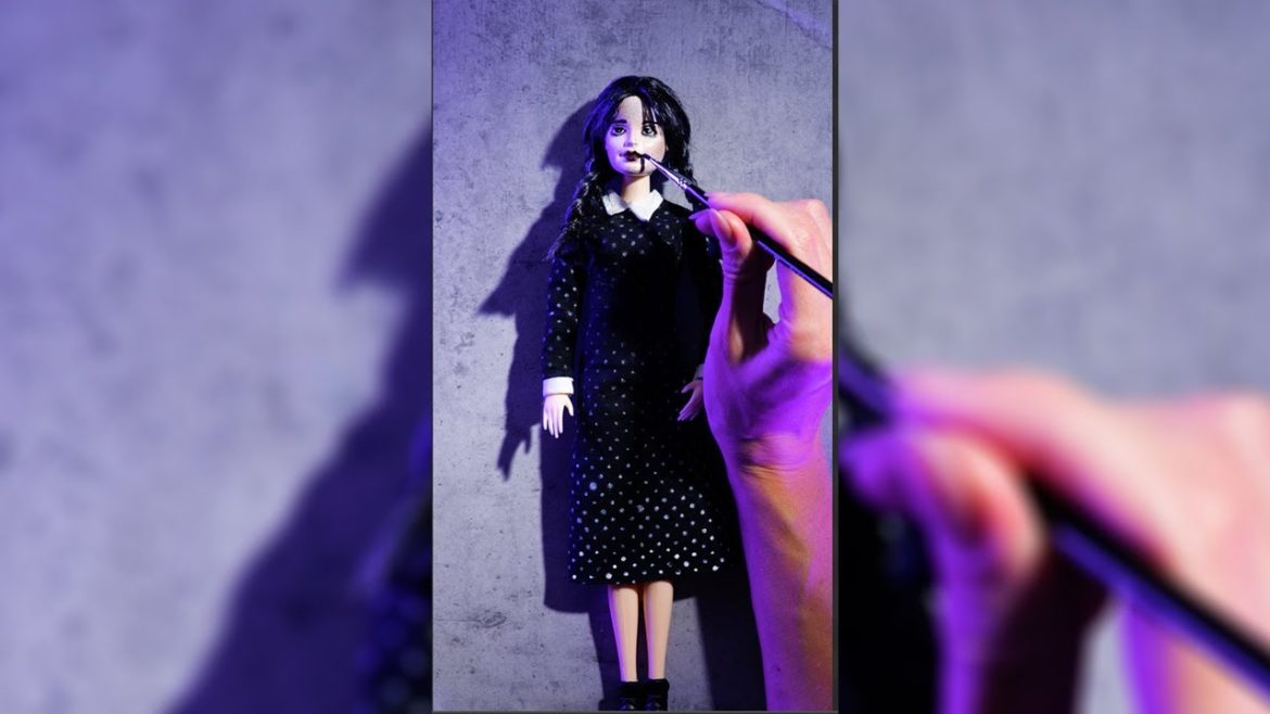 I changed my doll into Wednesday character! #short I changed my doll into Wednesday character! #short