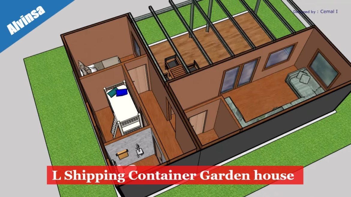 L Shipping Container Garden house 42 m2