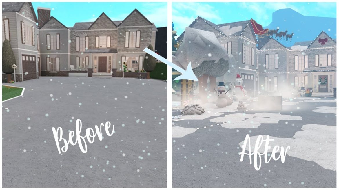 Decorating the Front Yard for Christmas in Bloxburg | Christmas Edition | Welcome to bloxburg