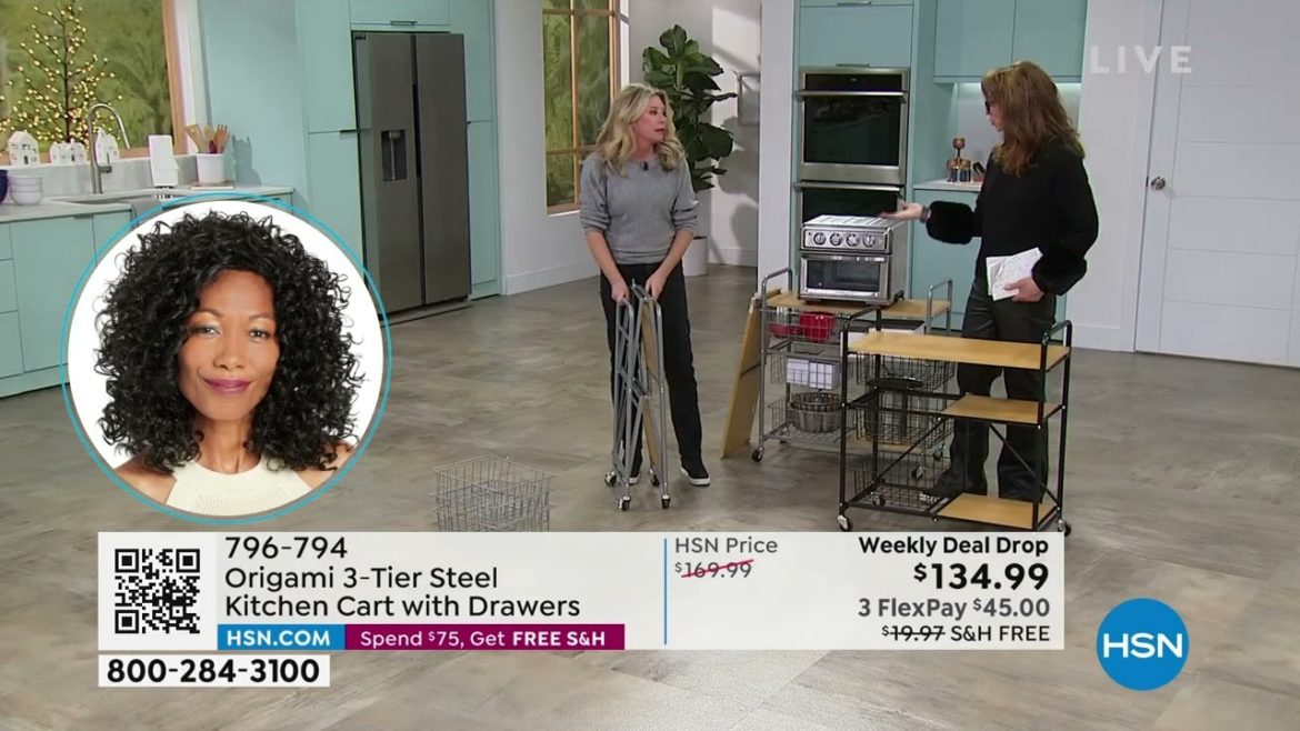 Origami 3Tier Steel Kitchen Cart with Drawers Origami 3Tier Steel Kitchen Cart with Drawers