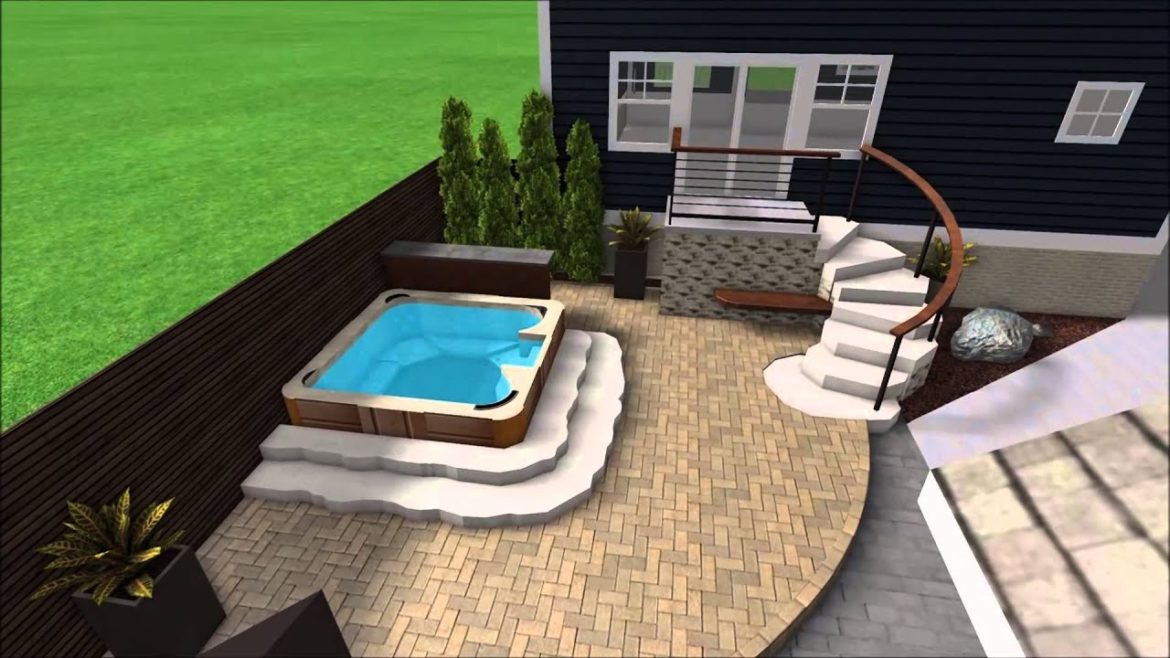 Landscape Design 3D Digital Walkthrough - Backyard Patio - Bar - Jacuzzi - Firepit