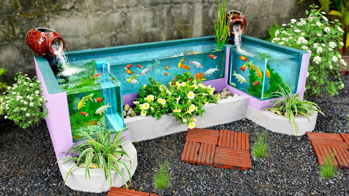 Turn empty garden corner into beautiful aquarium | Creative ideas