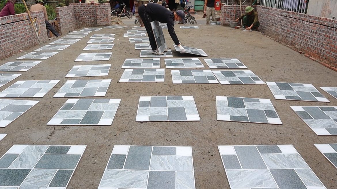 How To Install Yard With Ceramic Tiles | Project Building Brick Yard, Garden Bricks