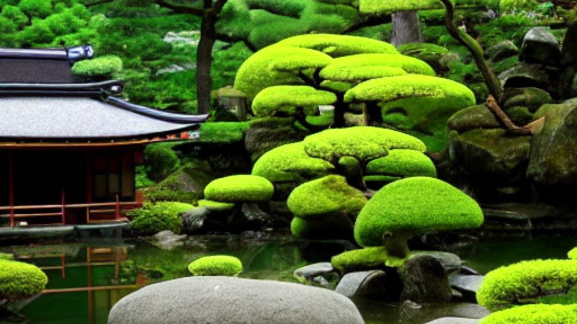 Japanese Garden Near Running Water