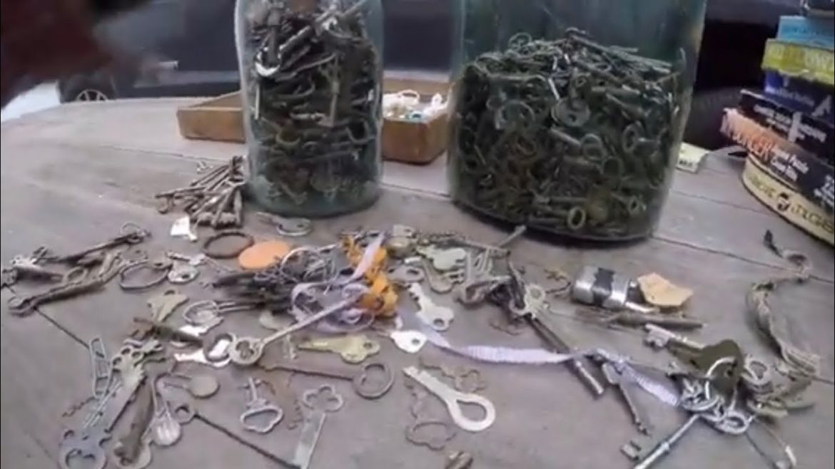 Sorting keys in the sunshine! Getting ready for our backyard garden!