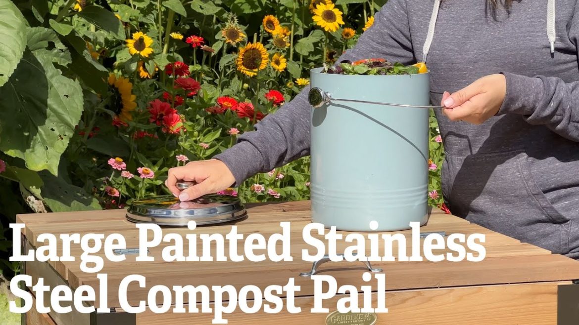 Large Painted Stainless Steel Compost Pail