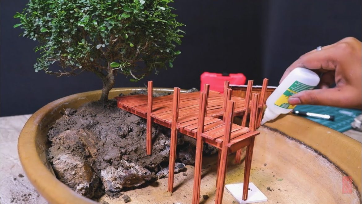 making a pond side garden | miniature diorama