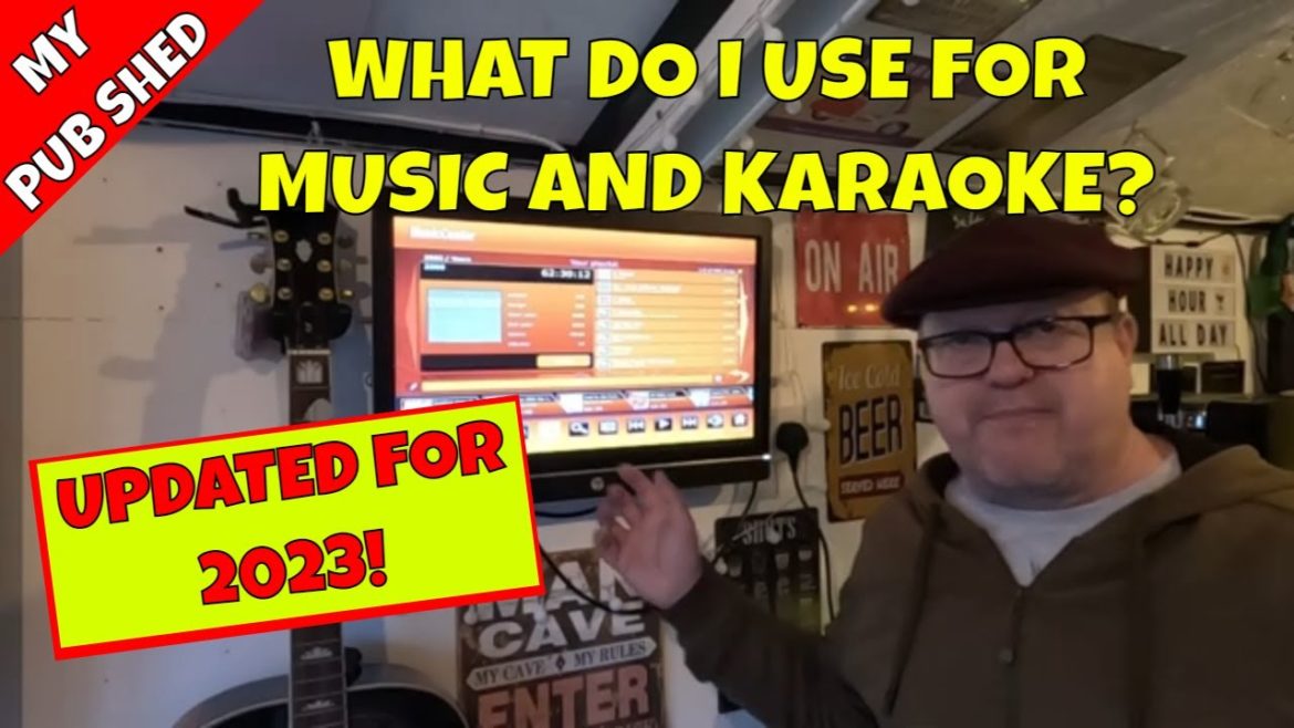 Jukebox And Karaoke Software In The Pub Shed Garden Bar - Backyard Music Setup