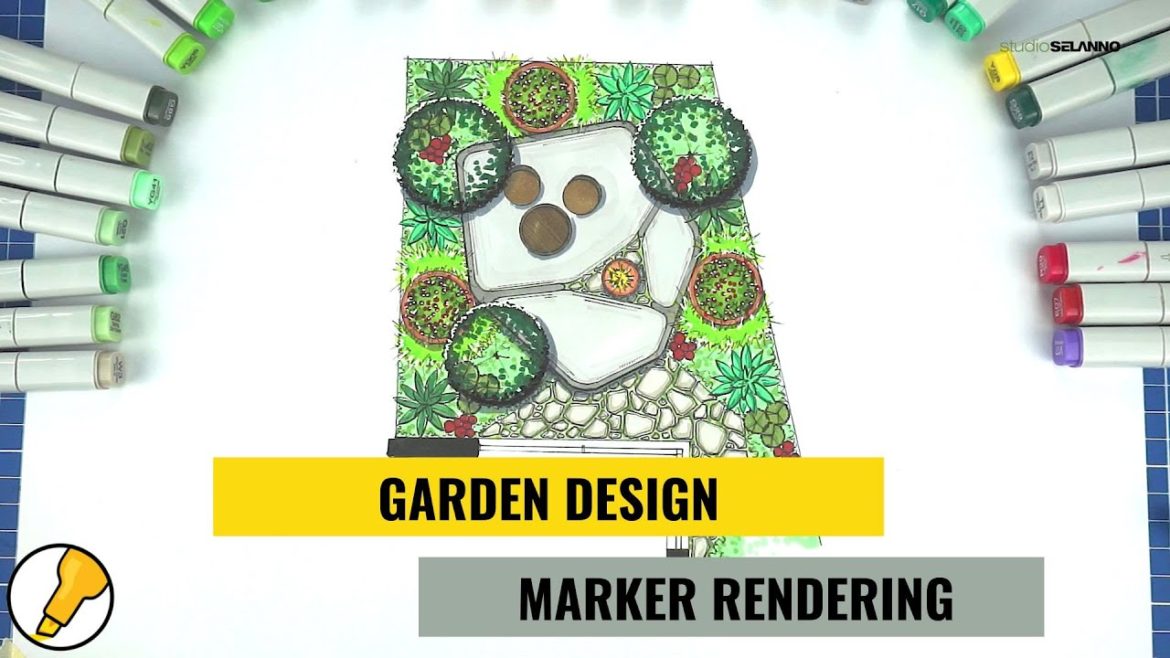 HOW TO use Alcoholic Markers to Handrender a Garden Design #16 HOW TO use Alcoholic Markers to Handrender a Garden Design #16