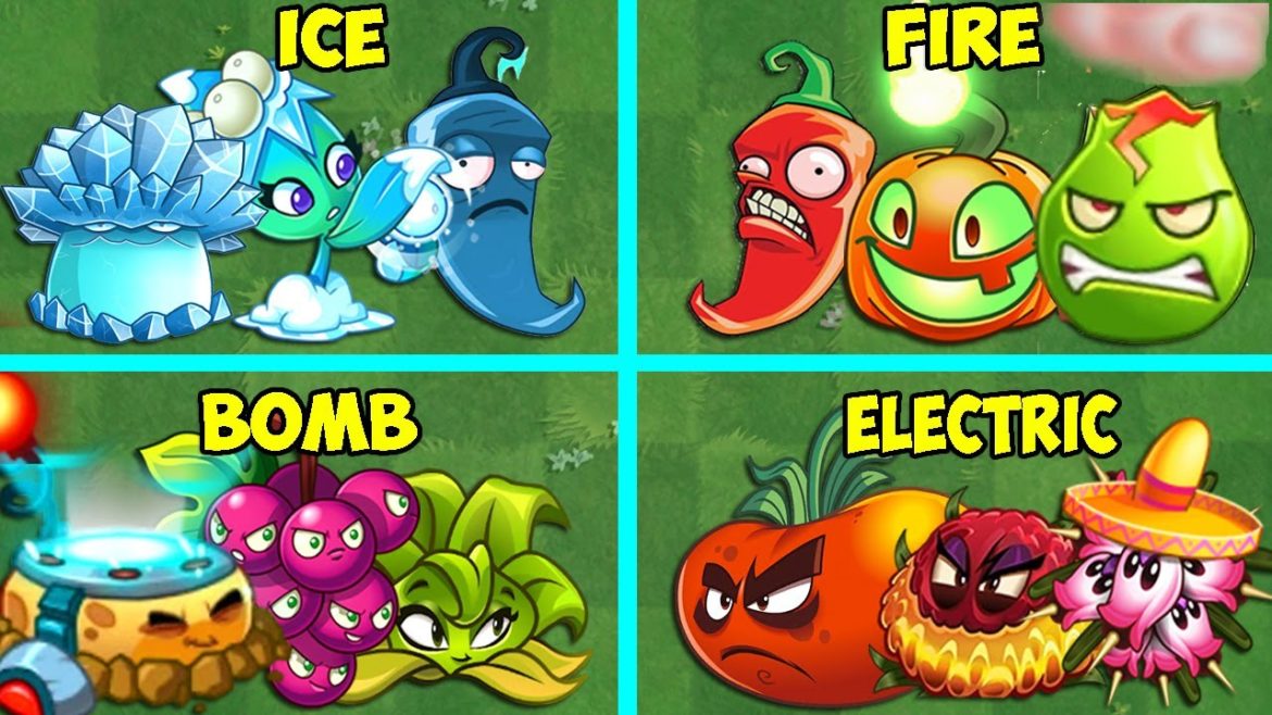 4 Team Plants FIRE x ICE x BOMB x ELECTRIC - Who Will Win? - PvZ 2 Team Plant Vs Team Plant