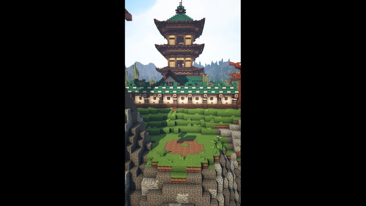 Minecraft Japanese Tower Timelapse Build #shorts #minecraftshorts #minecraft #minecraftbuilding