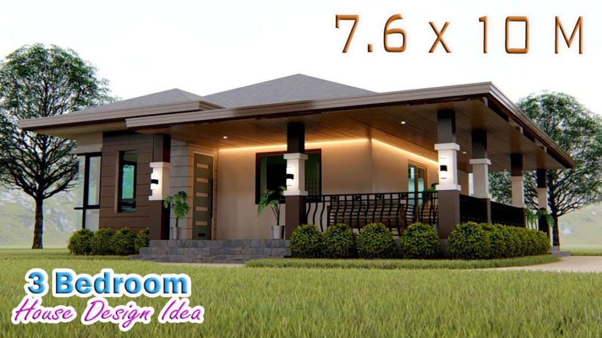 HOUSE DESIGN IDEA | 7.6 X 10 meters | 3 Bedroom | Pinoy House Design
