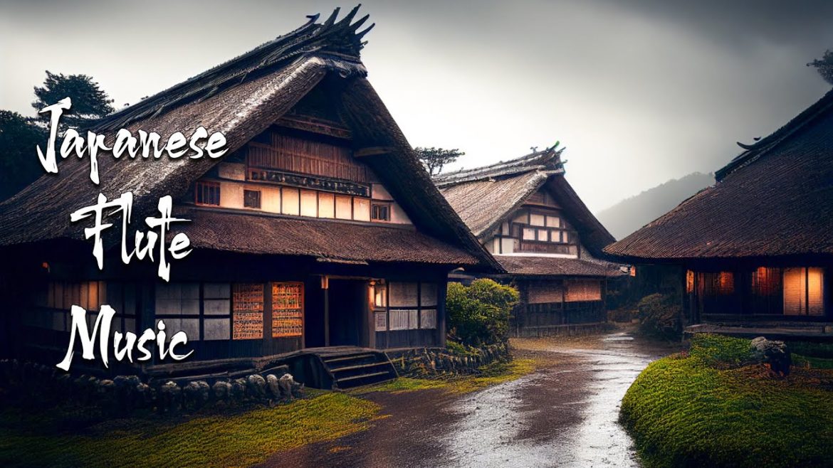 Japanese Village - Japanese Flute Music with Rain Sound - Meditation Music, Calming Music