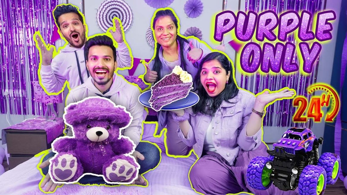 Using Only Purple things for 24 Hours Challenge | Hungry Birds Using Only Purple things for 24 Hours Challenge | Hungry Birds