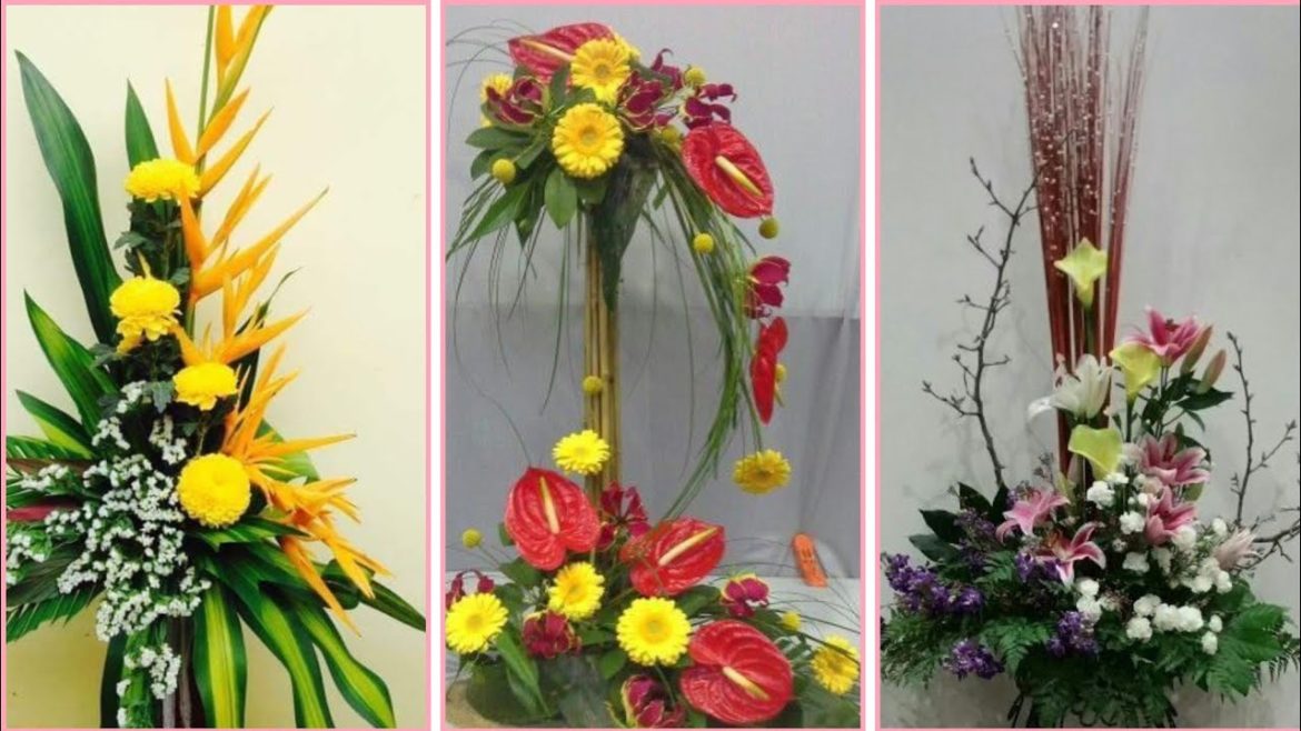 creative stylish ikebana Japanese flower arrangement and decoration