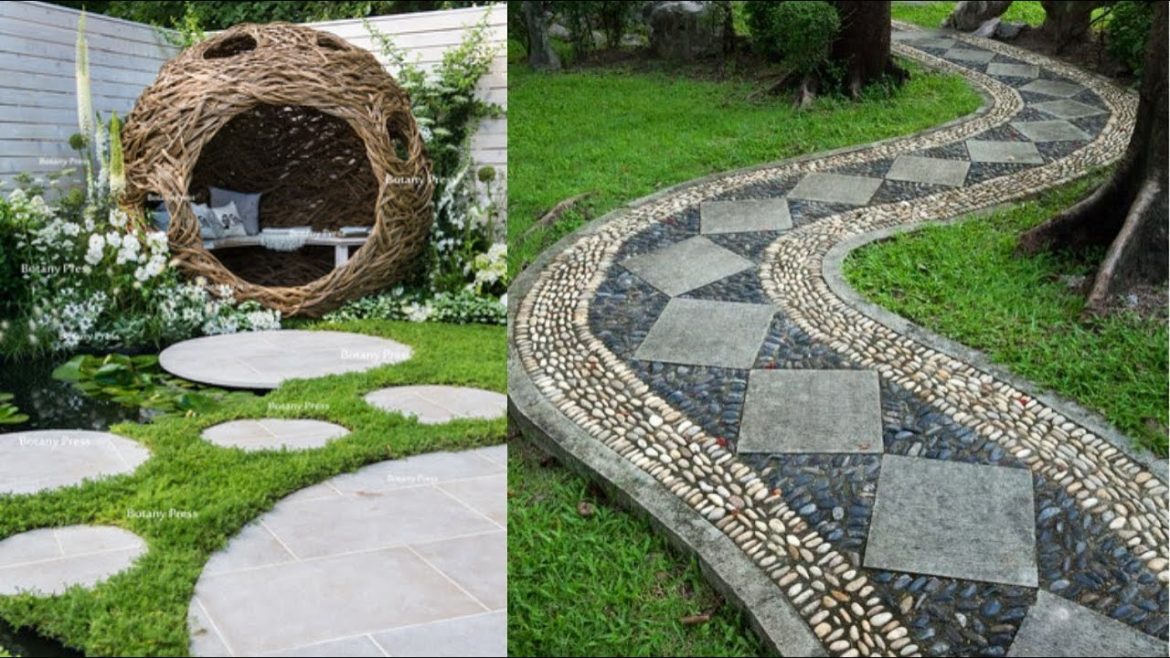 120 Path Garden Creative Ideas 2023 - Stone and rock Beautiful Design Part.37