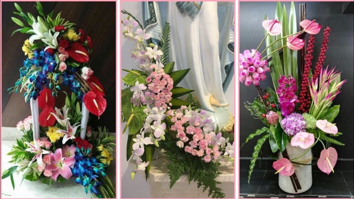 very beautiful adorable ikebana Japanese fresh flower arrangement and decoration